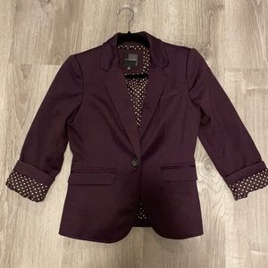 The Limited pointe eggplant blazer 3/4 length sleeve